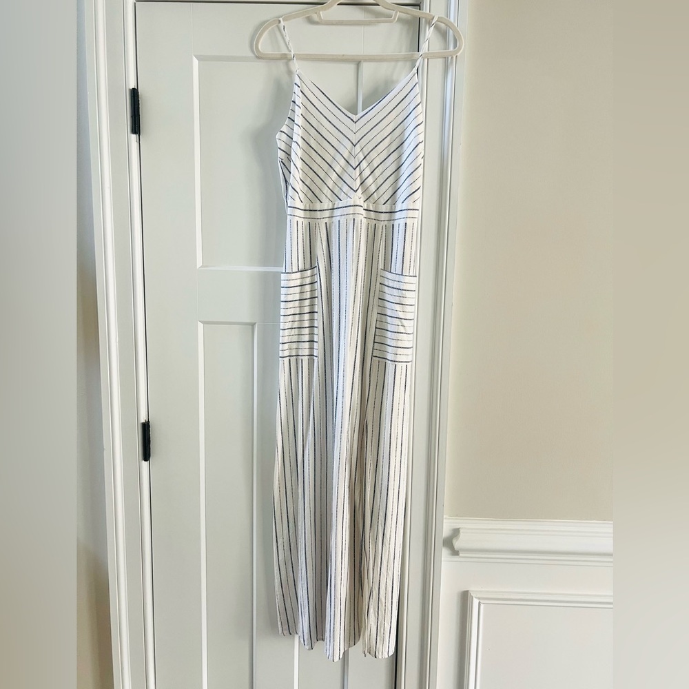 Monteau Linen Blend Striped Maxi Dress Size M